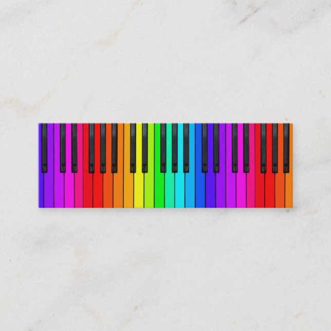 Carte de visite de clavier de piano d'arc-en-ciel (Devant)