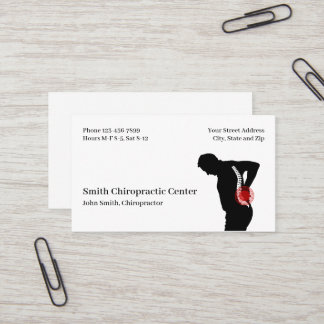 Carte de visite de clinique chiropratique