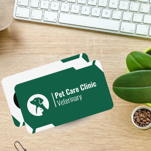 Carte de visite de clinique vétérinaire verte mode