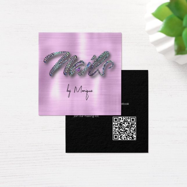 Carte de visite de clous holographiques Faux Diamo (Bureau)