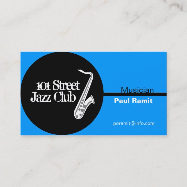Carte de visite de club de jazz de musicien (Devant)