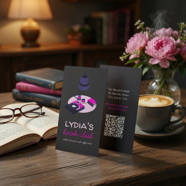 Carte de visite de club de lecture avec code QR (Créateur téléchargé)