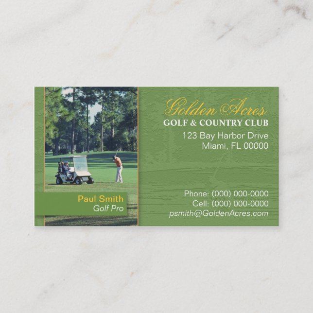 Carte de visite de club national de golf (Devant)
