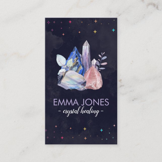Carte de visite de cluster de cristaux de guérison (Devant)