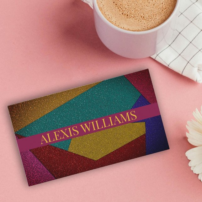 Carte de visite de code qr de parties scintillant  (Modern geometric glitter qr code business card)