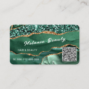 Carte de visite de code QR Emerald Green Parties s