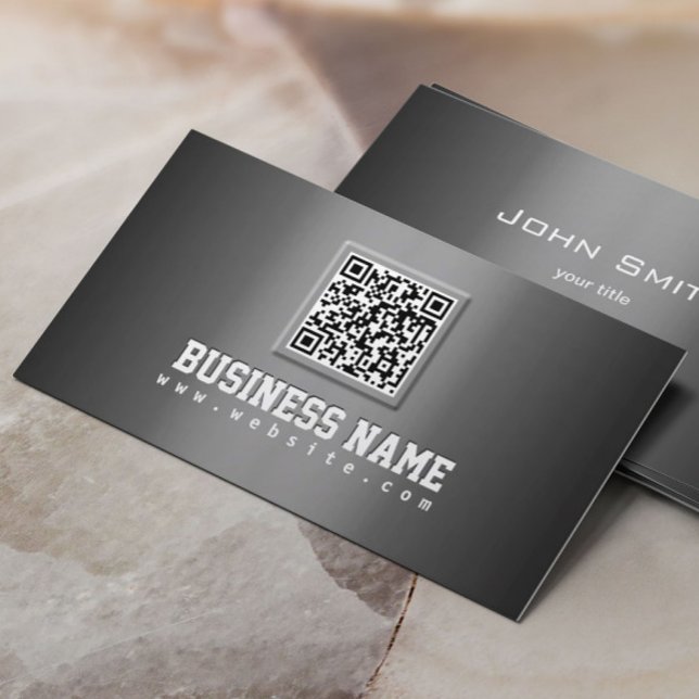 Carte de visite de code QR gris professionnel (Créateur téléchargé)