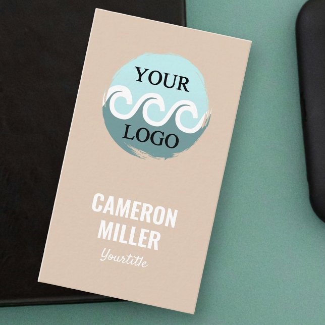 Carte de visite de code QR, Logo beige doux minima (Earthy tone, neutral color, qr code, logo)