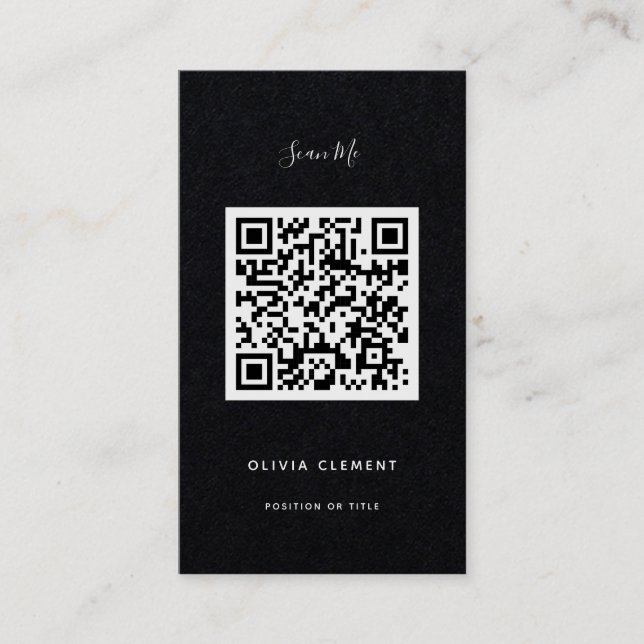 Carte de visite de code QR moderne noir de luxe (Devant)