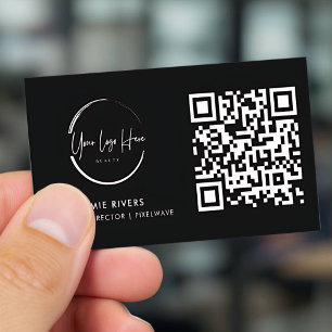 Carte de visite de code QR noir et blanc moderne