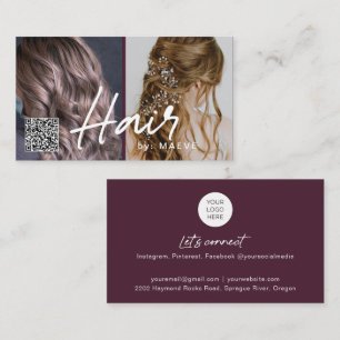 Carte de visite de code QR pour cheveux stylisé a