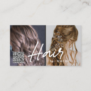Carte de visite de code QR pour cheveux stylisé a