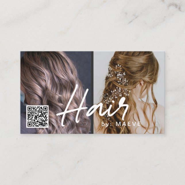 Carte de visite de code QR pour cheveux stylisé av (Devant)