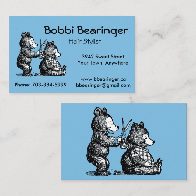 Carte de visite de coiffeur d'amusement (Devant / Derrière)