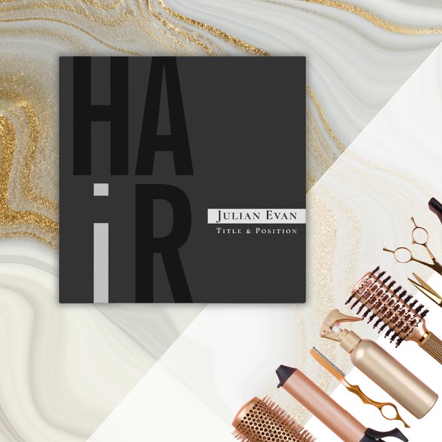 Carte de visite de coiffeur moderne monochrome (Créateur téléchargé)