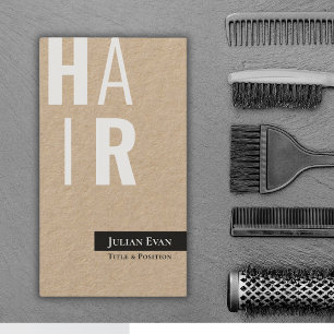 Carte de visite de coiffeur noir Kraft élégant
