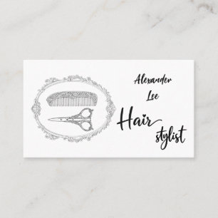 Carte de visite de coiffeur vintage ciseaux peigne