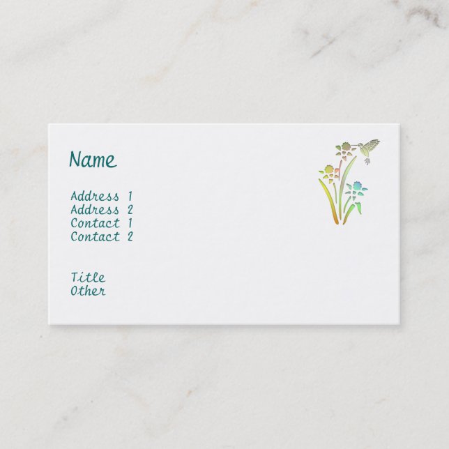 Carte de visite de colibri (Devant)