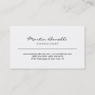Carte de visite de conseil minimaliste blanc uniqu