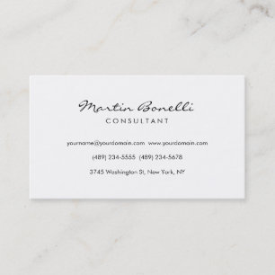 Carte de visite de conseil minimaliste blanc uniqu