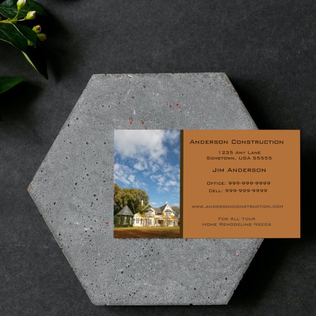 Carte de visite de construction - Cuivre (Copper Home Construction Business Card)
