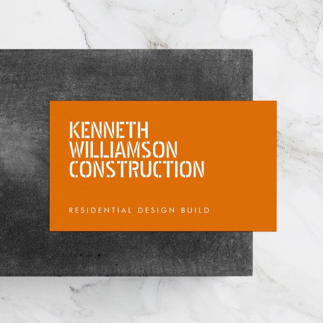 Carte de visite de construction orange tendu (Créateur téléchargé)