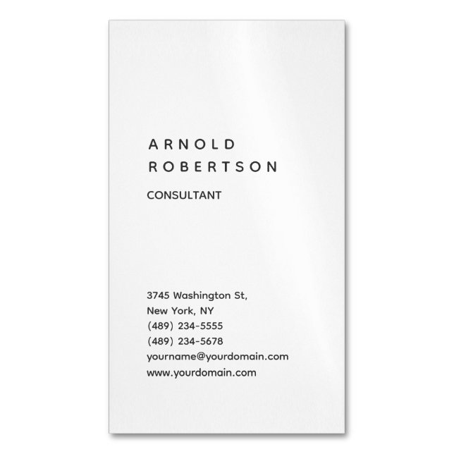 Carte de visite de consultant à tendance blanche v (devant Vertical)