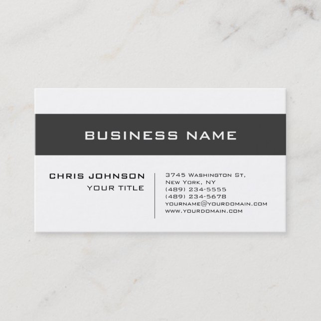 Carte de visite de consultant contemporain White G (Devant)