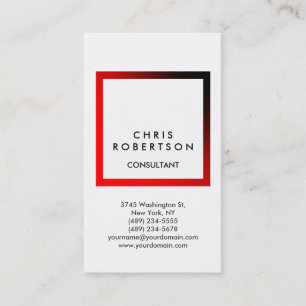Carte de visite de consultant en cadre rouge blanc