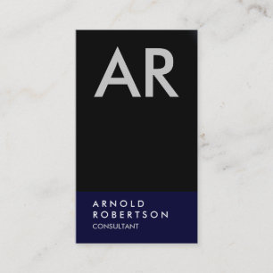 Carte de visite de consultant Monogram Black Blue 