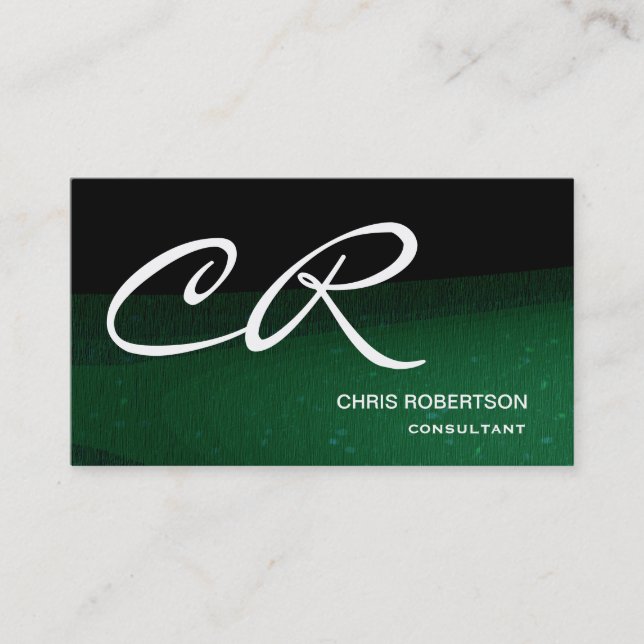 Carte de visite de consultant Monogram Black Green (Devant)