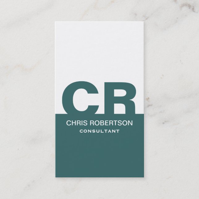 Carte de visite de consultant Monogram Blue White (Devant)