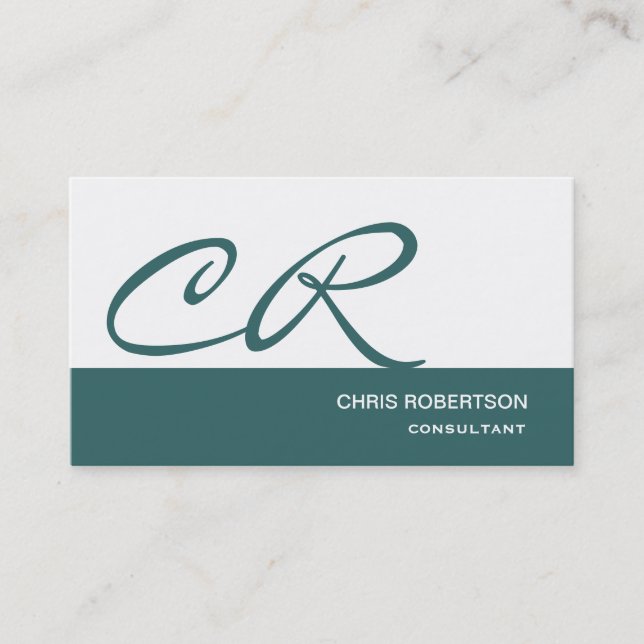Carte de visite de consultant Monogram Blue White (Devant)