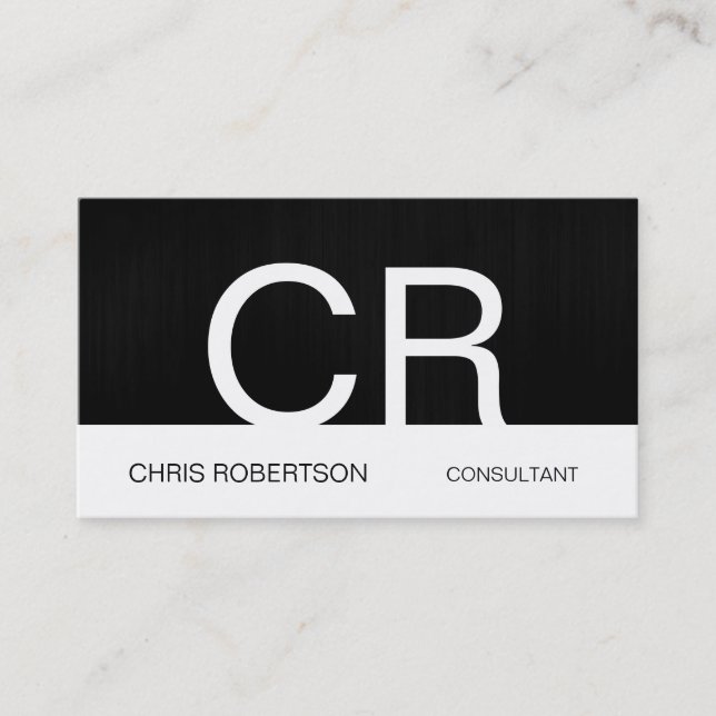 Carte de visite de consultant Monogram Grey White (Devant)