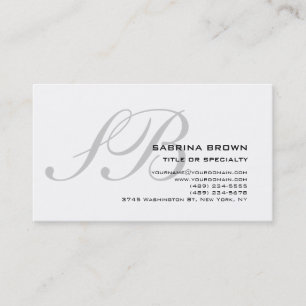Carte de visite de consultant Monogram Grey White