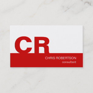 Carte de visite de consultant Monogram Red Stripe 
