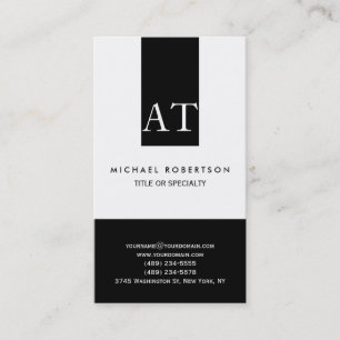 Carte de visite de consultant simple Monogram Plai