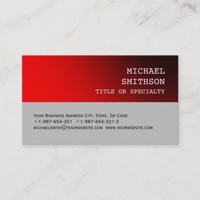 Carte de visite de consultant tendance Red Silver  (Devant)