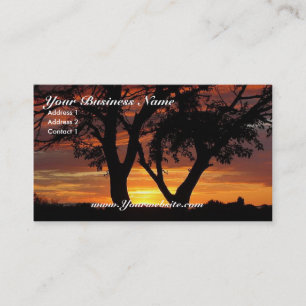 Carte de visite de coucher de soleil orange