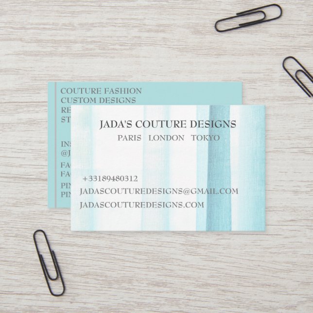 Carte de visite de couture de créateur de tissus b (Devant/Arrière en situation)