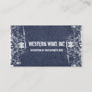 Carte de visite de cuir usiné par bleu et de