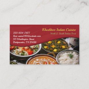 Carte de visite de cuisine indienne