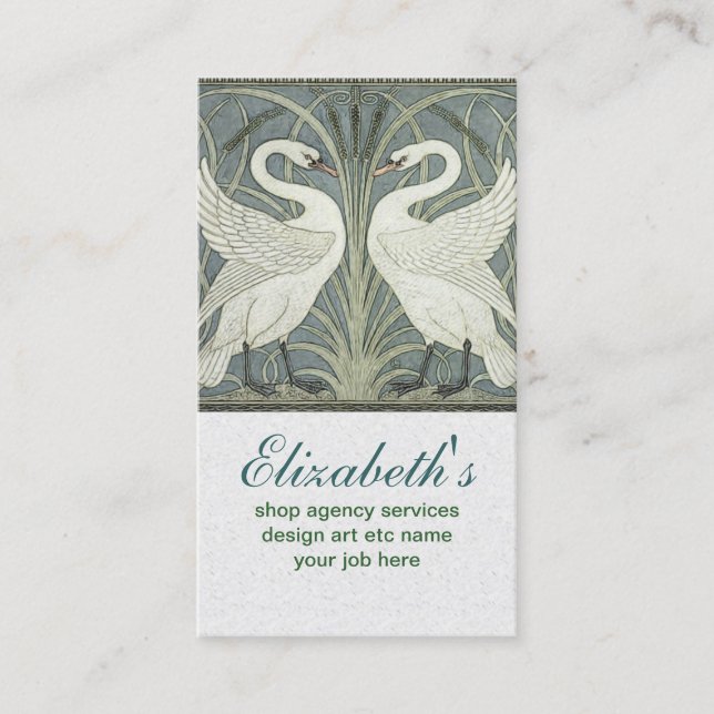 carte de visite de cygnes en couple (Devant)