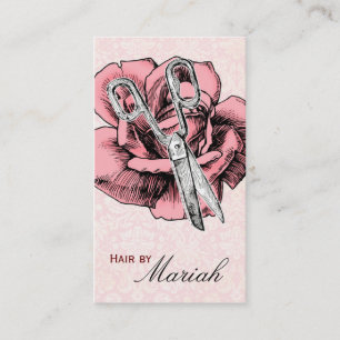 Carte de visite de damassé de rose rose de salon