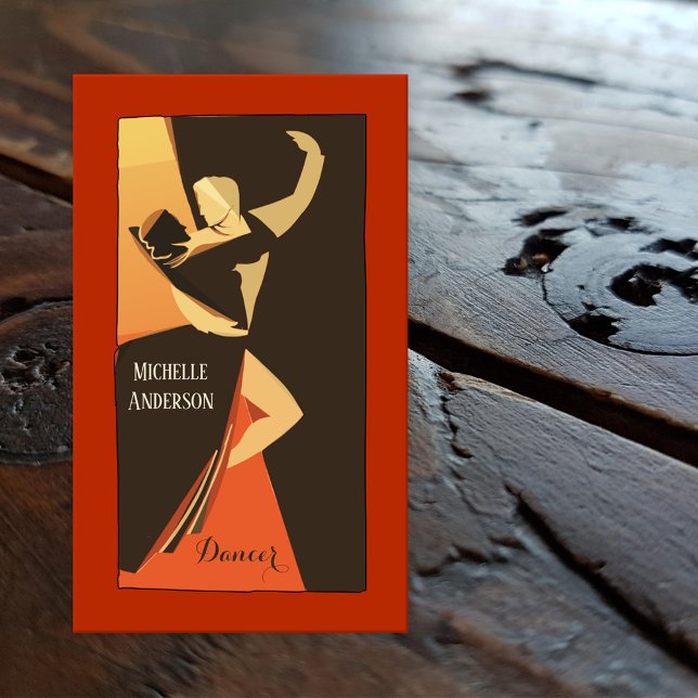 Carte de visite de danseur professionnel (Business card featuring a stylized dancing couple)