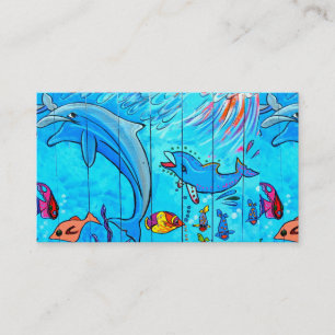 carte de visite de dauphins en train de rire sous 