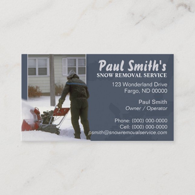 Carte de visite de déblaiement de neige (Devant)