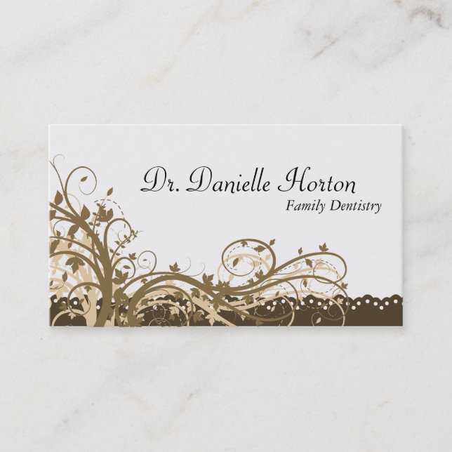 Carte de visite de dentiste de famille - floral (Devant)