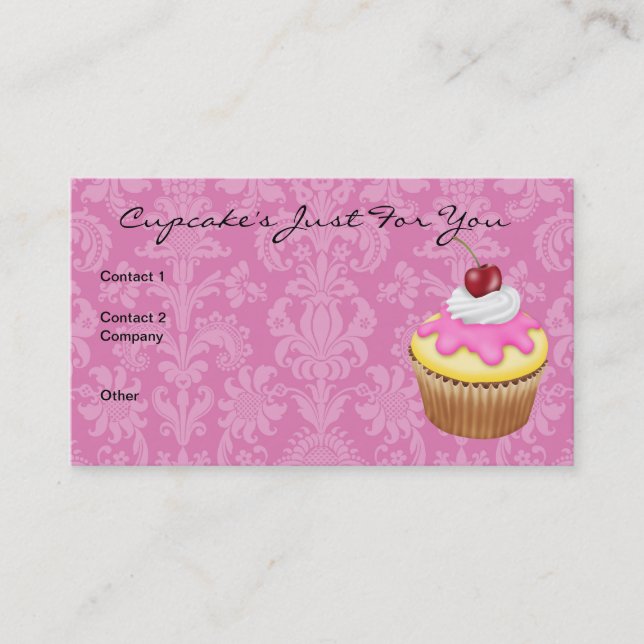 Carte de visite de design Chic Damask de Cupcake (Devant)