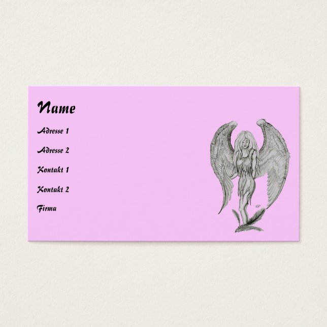 Carte de visite de dessin au crayon Angel (Devant)